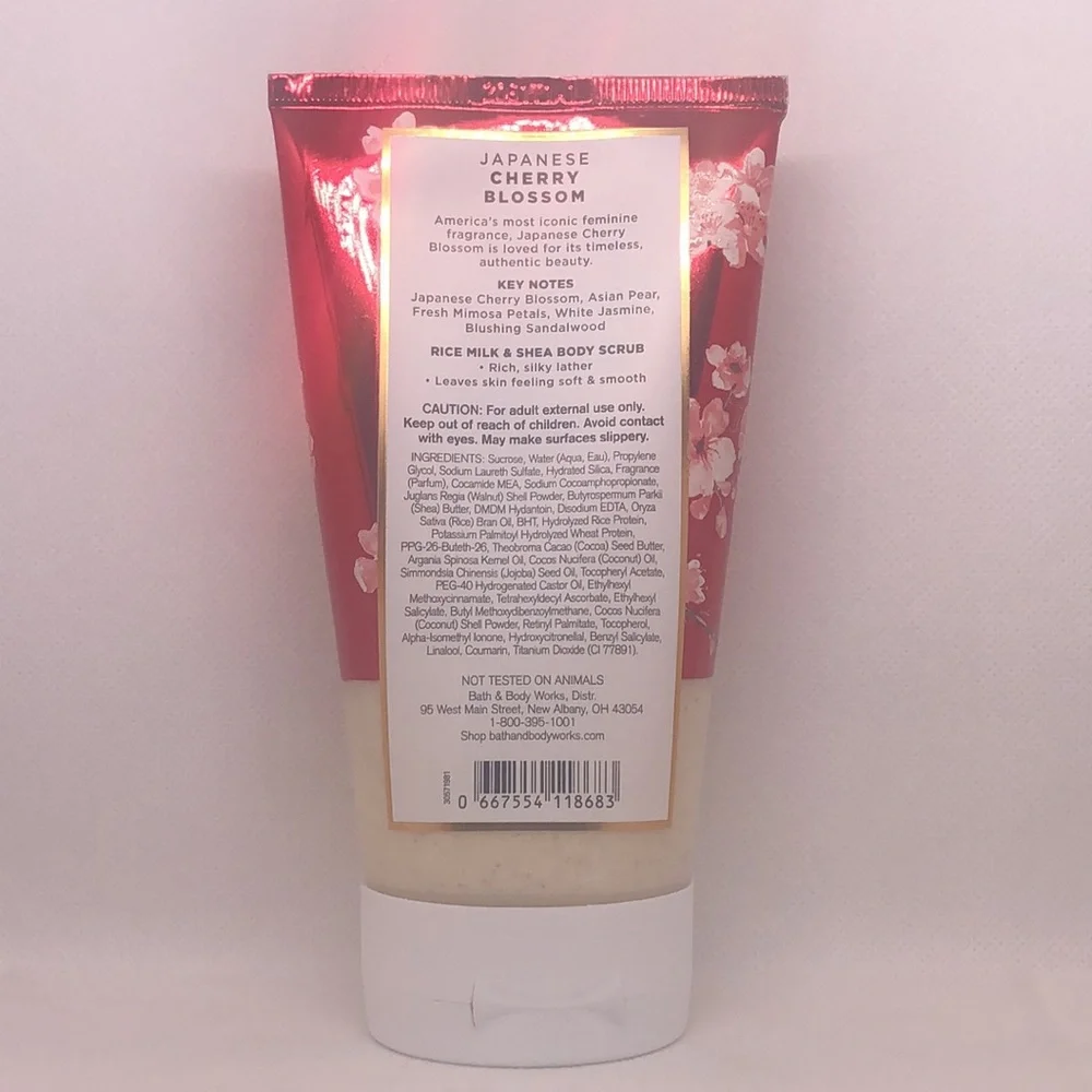 🌸 Bath & Body Works Japanese Cherry Blossom 🍒 Rice Milk & Shea Body Scrub NWT - Picture 2 of 3
